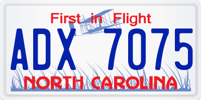 NC license plate ADX7075