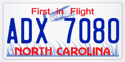 NC license plate ADX7080