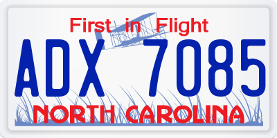 NC license plate ADX7085