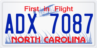 NC license plate ADX7087