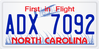 NC license plate ADX7092