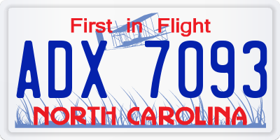NC license plate ADX7093