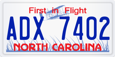 NC license plate ADX7402