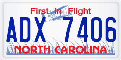 NC license plate ADX7406