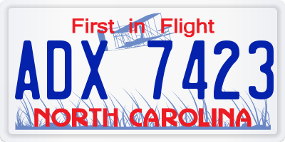 NC license plate ADX7423