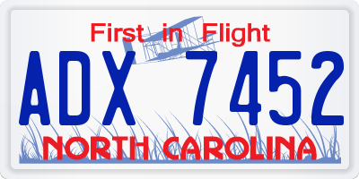 NC license plate ADX7452