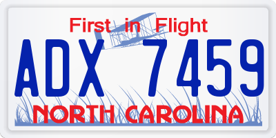 NC license plate ADX7459