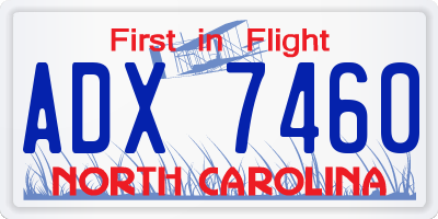 NC license plate ADX7460