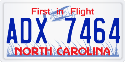NC license plate ADX7464