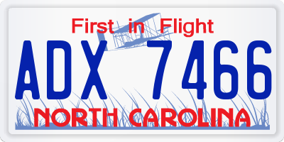 NC license plate ADX7466
