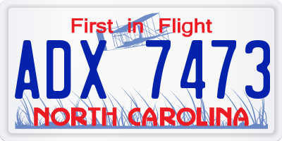 NC license plate ADX7473
