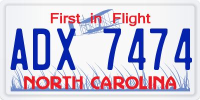 NC license plate ADX7474
