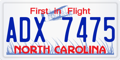 NC license plate ADX7475