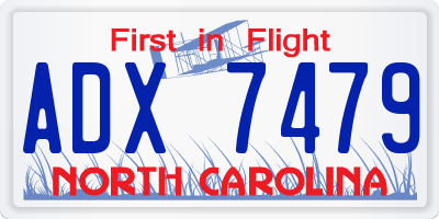 NC license plate ADX7479