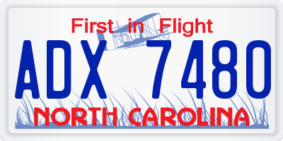 NC license plate ADX7480