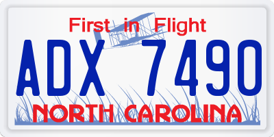 NC license plate ADX7490