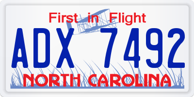 NC license plate ADX7492