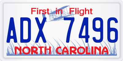 NC license plate ADX7496