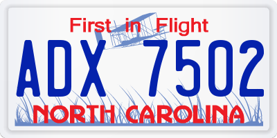 NC license plate ADX7502