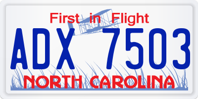 NC license plate ADX7503
