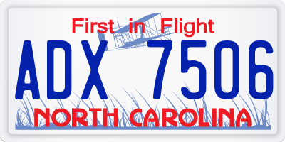 NC license plate ADX7506