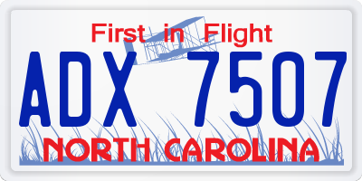 NC license plate ADX7507