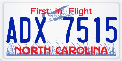 NC license plate ADX7515