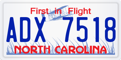 NC license plate ADX7518