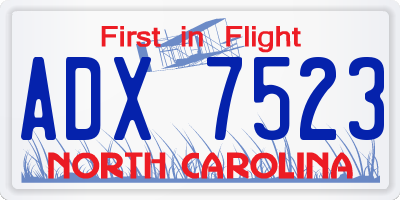 NC license plate ADX7523