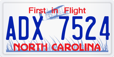 NC license plate ADX7524