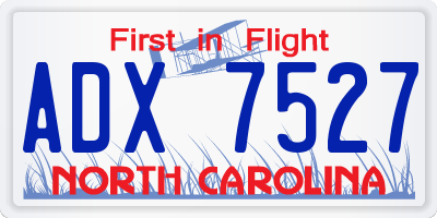 NC license plate ADX7527