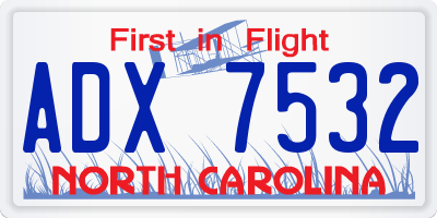 NC license plate ADX7532