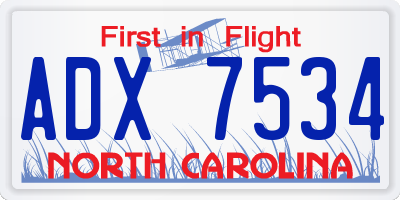 NC license plate ADX7534