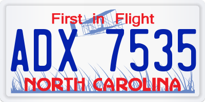 NC license plate ADX7535