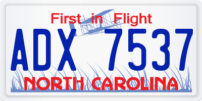 NC license plate ADX7537