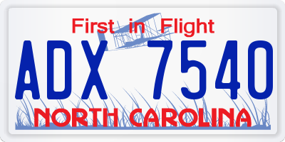 NC license plate ADX7540