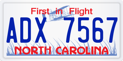 NC license plate ADX7567