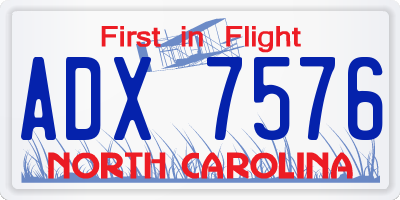 NC license plate ADX7576