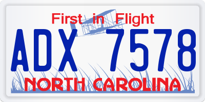 NC license plate ADX7578