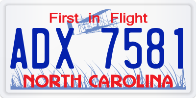 NC license plate ADX7581