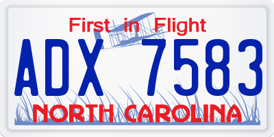 NC license plate ADX7583