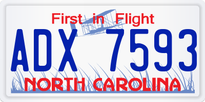 NC license plate ADX7593