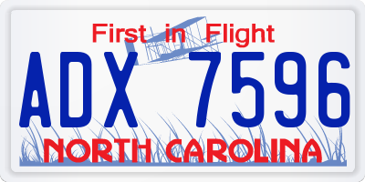 NC license plate ADX7596