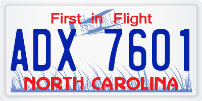 NC license plate ADX7601