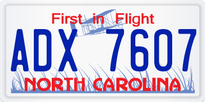 NC license plate ADX7607