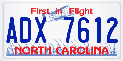 NC license plate ADX7612