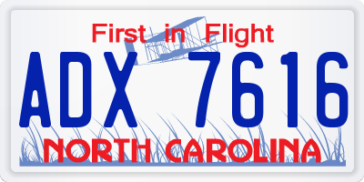 NC license plate ADX7616