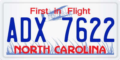 NC license plate ADX7622