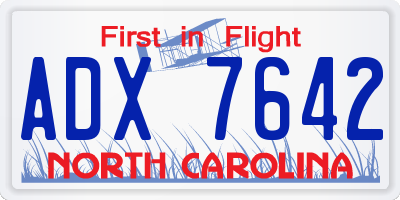 NC license plate ADX7642