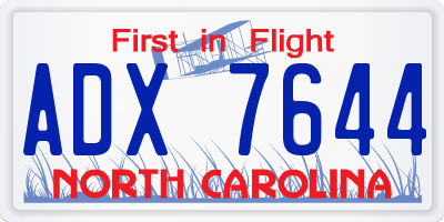 NC license plate ADX7644